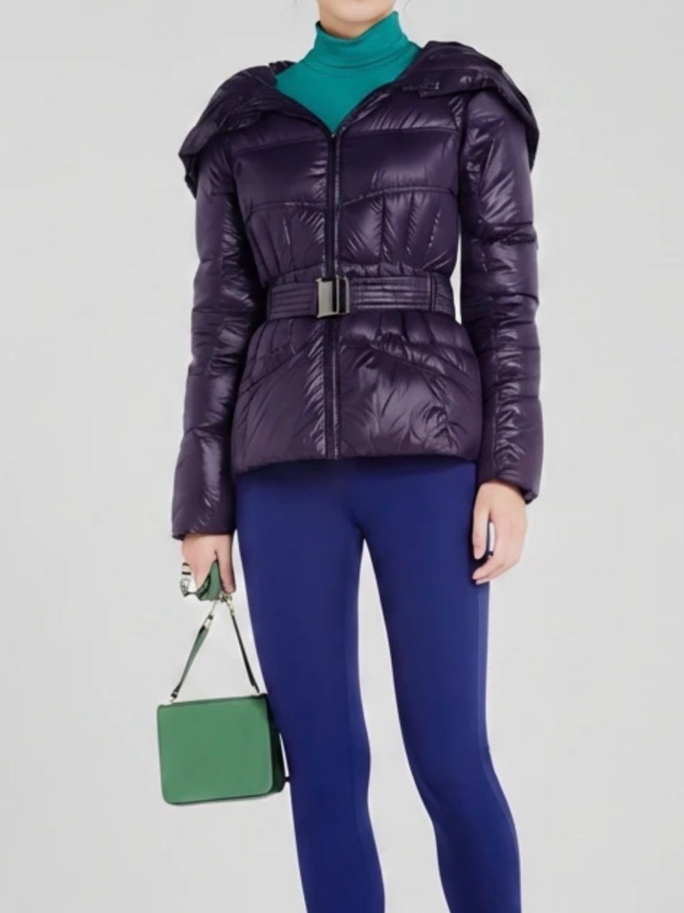 BCBGMaxAzria Deep Purple Orson Belted Duck Down Puffer Jacket Size S